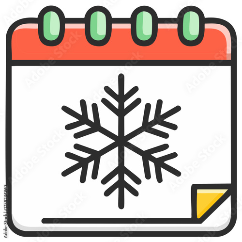 Winter season calendar with snowflake illustration