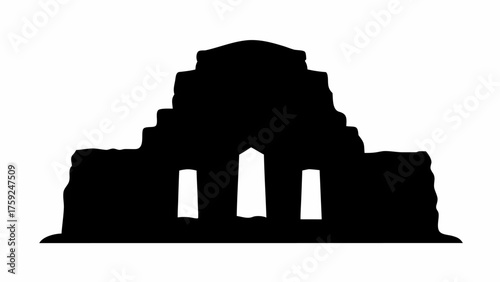 Silhouette of Zvartnots Cathedral ruins, Armenia's ancient history and architecture, UNESCO site