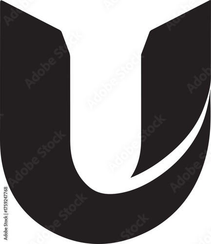 Letter u logo isolated on white background, a modern and sleek design element