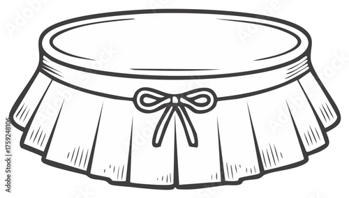 Simple illustration of a pleated skirt with a bow tie
