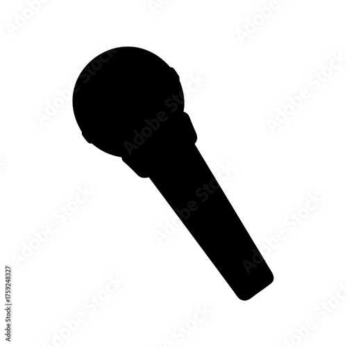 Black silhouette of a handheld microphone perfect for singing or recording