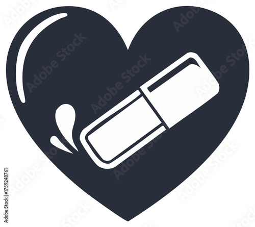 Heart Symbol with Eraser and Tears Conceptual Icon for Relationship Healing or Breakup Recovery Illustration