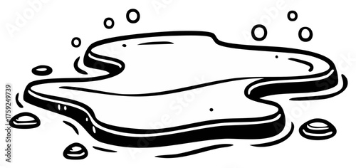 Liquid Spill Illustration Ink Drawing Black and White Splatter Blot Stains