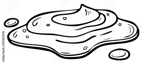 Creamy dessert element or stylized food illustration in black and white with graphic details