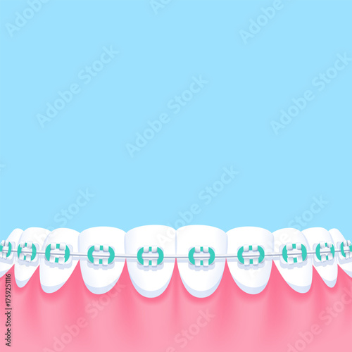 Lower teeth (Orthodontics) - Text box sign blank banner (square) illustration vector design. Dental care concept.
