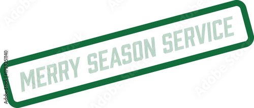 Festive Merry Season Service Green Rectangular Rubber Stamp Design for Holiday Support