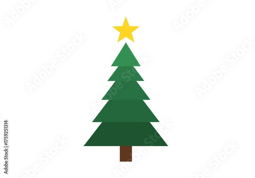 Geometric Christmas tree with yellow star topper simple design