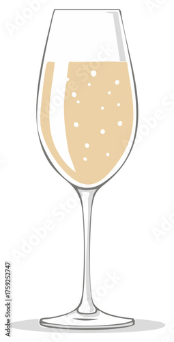 Elegant Wine Glass with Bubbling Champagne Celebration Drink in a Tall Glassware