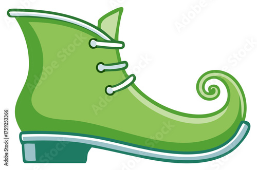 Green Elf Shoe with Curly Toe and White Laces