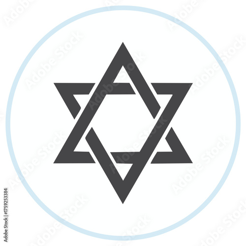 Star of David Symbol Icon in Circle Frame Religious Jewish Faith Graphic