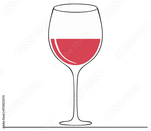 One single stemmed glass filled with rich red wine in an abstract minimalist style