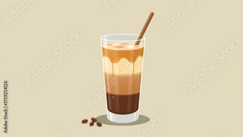 Cold and sweet drinks, like a glass of cola with ice or hot chocolate with cream, are popular beverages and desserts vector
