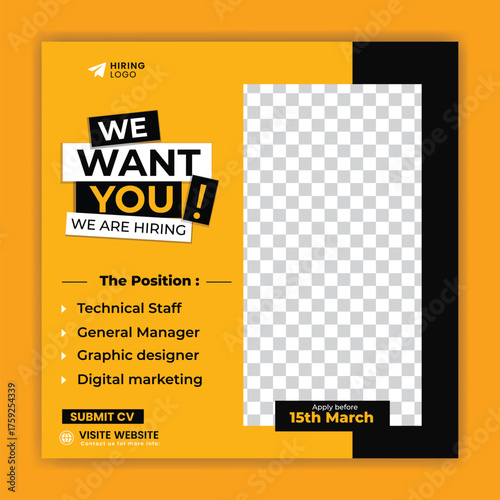 We are hiring job vacancy facebook and social media post design template
