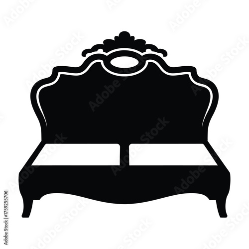 Elegant black silhouette of a vintage french bed frame