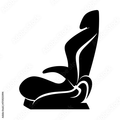 vector icon black and white silhouette of a car seat on a white background