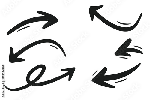 Hand Drawn Sketchy Arrow Collection, Dynamic Directional Pointers Vector Se