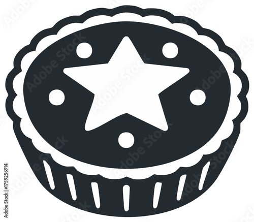 Festive Holiday Pie with Star Topping Flat Vector Icon