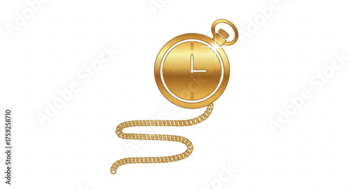 Illustration of a golden pocket watch, representing time, elegance, and vintage style