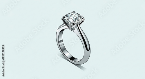 Elegant solitaire diamond ring on a light blue background, showcasing its brilliance and timeless beauty, perfect for engagement or anniversary