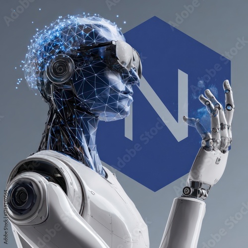 robot with futuristic interface