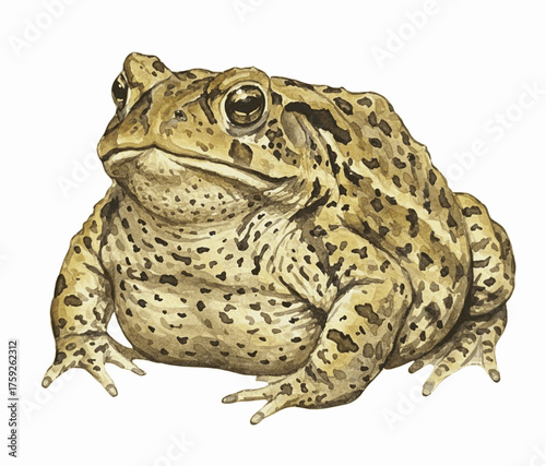Plump Quietude Chubby Toad isolated watercolor vector illustration svg