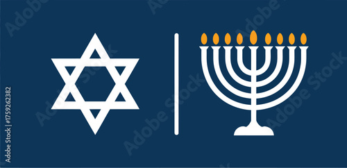 Vector art of star of david and menorah symbols for hanukkah