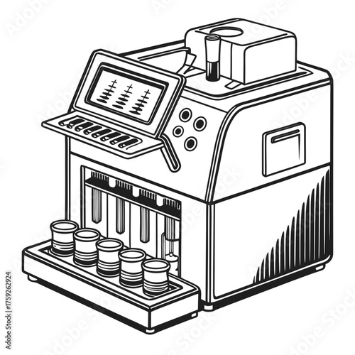 Creative PCR Machine Vector Illustration | Clean and Modern Design for Genetic Testing, Molecular Biology, and Medical Laboratory Projects	