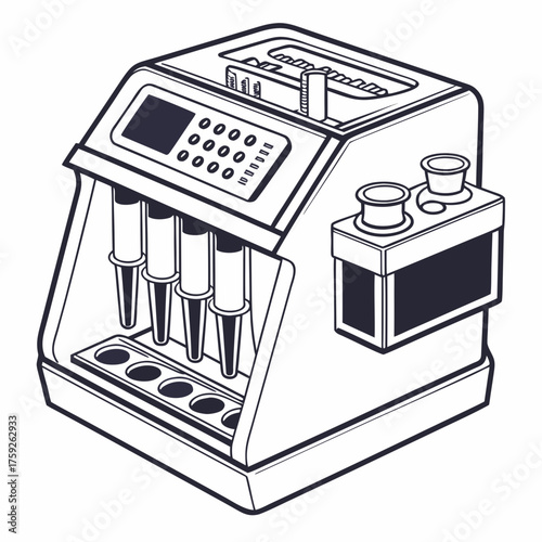 Creative PCR Machine Vector Illustration | Clean and Modern Design for Genetic Testing, Molecular Biology, and Medical Laboratory Projects	