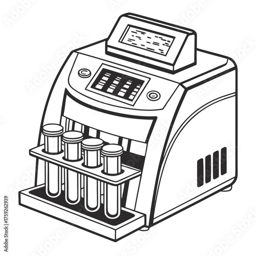 Creative PCR Machine Vector Illustration | Clean and Modern Design for Genetic Testing, Molecular Biology, and Medical Laboratory Projects	
