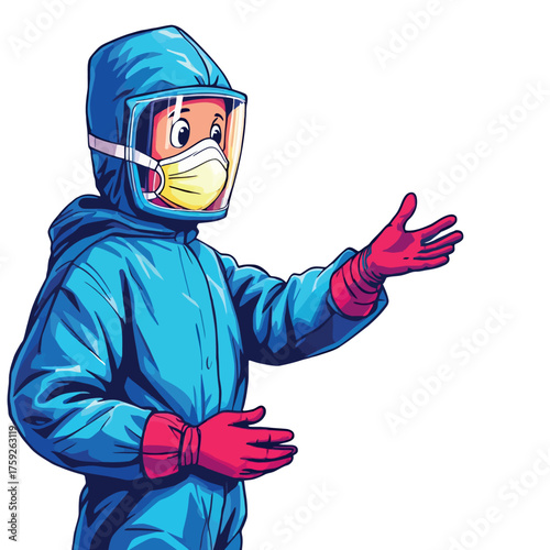 Vsai healthcare worker wearing hazmat suit protecting from pandemic