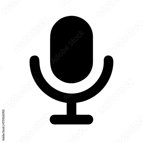 Black microphone icon for recording or podcasting