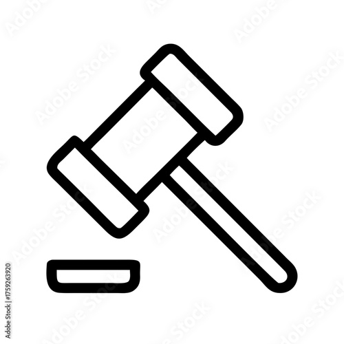 Black gavel icon for law and justice system