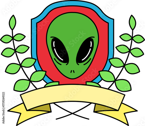 logotype of A green alien head