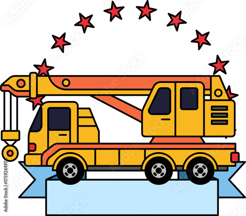 logotype of A crane with stars surrounding it