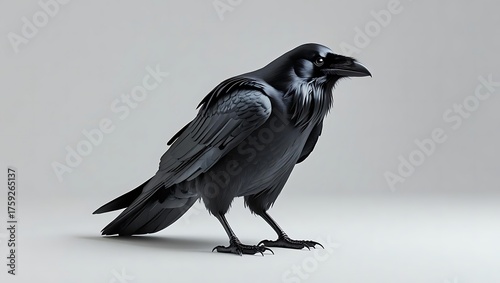 Sleek Black Crow Standing Alert on a Branch a Symbol of Wisdom and Solitude