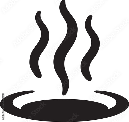 Black and white of a hot spring isolated on white background for relaxation