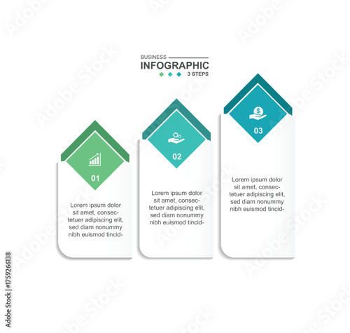 3 step infographic design template for business. schedule concept with paper layout. can be used for workflow illustration