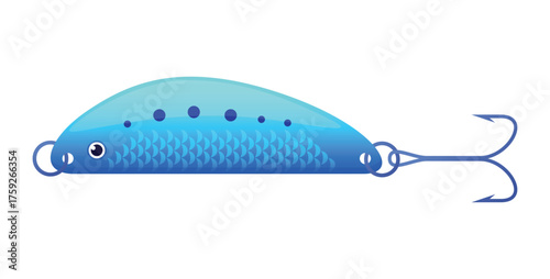 Vector illustration of a blue fishing bait used for attracting fish in freshwater or saltwater environments