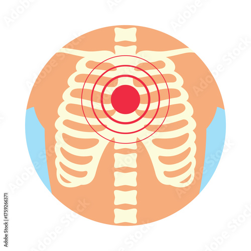 Heart and chest pain symbol in vector graphic format for medical and health-related purposes