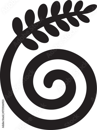 Elegant fern frond with a spiral stem isolated on white background for decoration