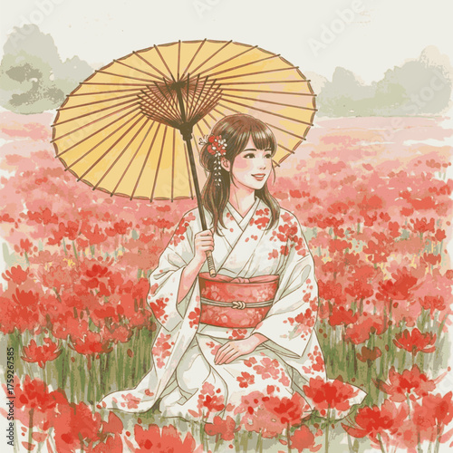 Autumn's Final Flame Higanbana Enchantment isolated watercolor vector illustration svg