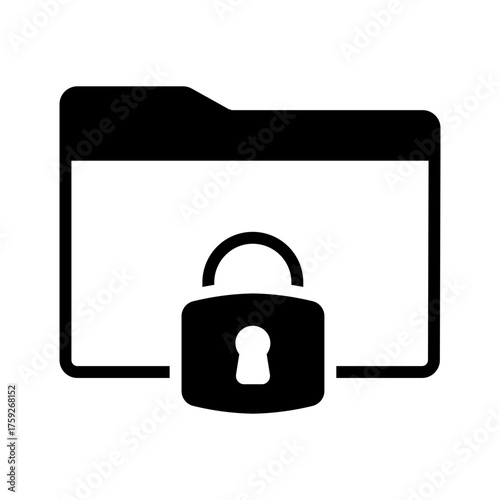 Vector solid black icon for Locked folder