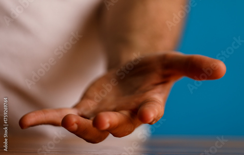 A close-up of an open hand ...