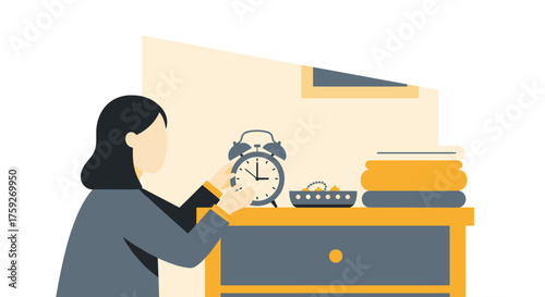 Young Woman Wakes Up Early for a New Day of Productive Work and Study