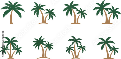 Vector art of collection of stylized palm trees