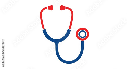 A red and blue stethoscope, a vital medical instrument used for auscultation, a symbol of healthcare and medicine