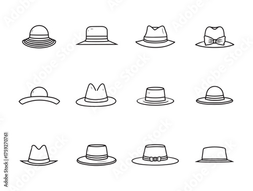 Fashion Hat line art minimal classic look