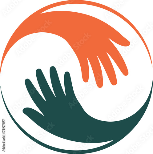 Two hands in a circle isolated on white background symbolizing unity and cooperation