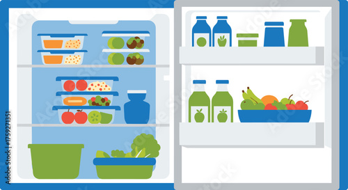 Organizing Fresh Foods and Drinks in a Modern Refrigerator for Optimal Storage