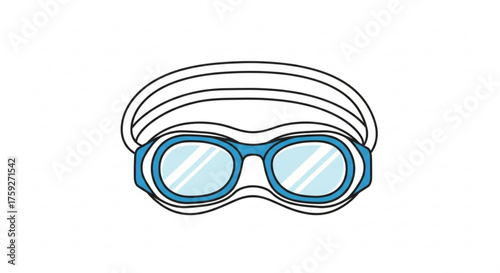 Illustration of blue swimming goggles for eye protection during water sports and recreational activities